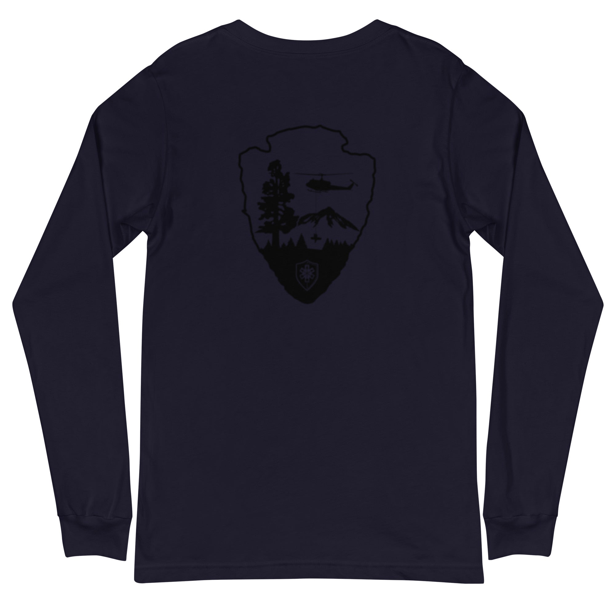 Unisex Long Sleeve Tee Arrowhead Black Print - SOARescue