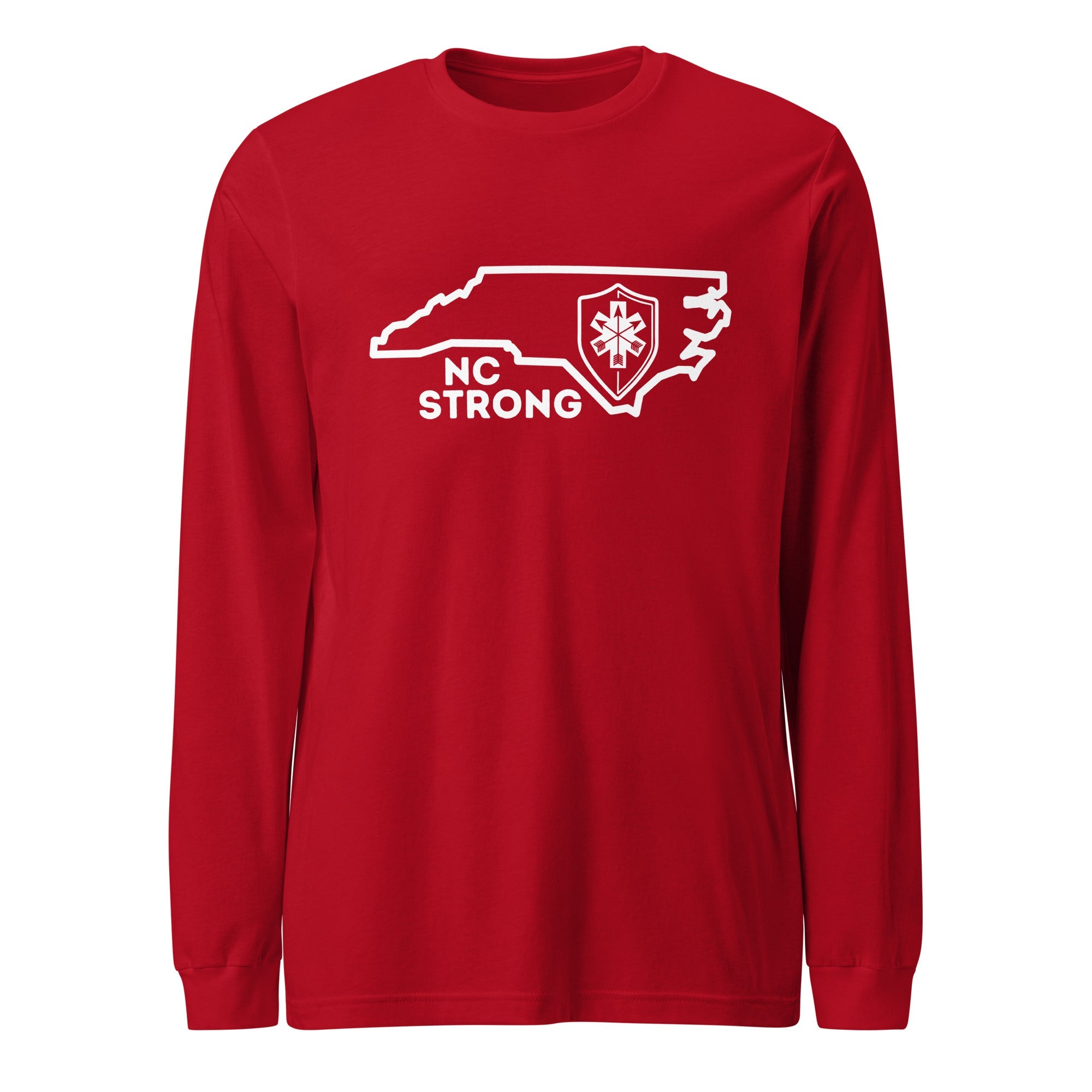 NC Strong Unisex Long Sleeve Tee - White Print - SOARescue