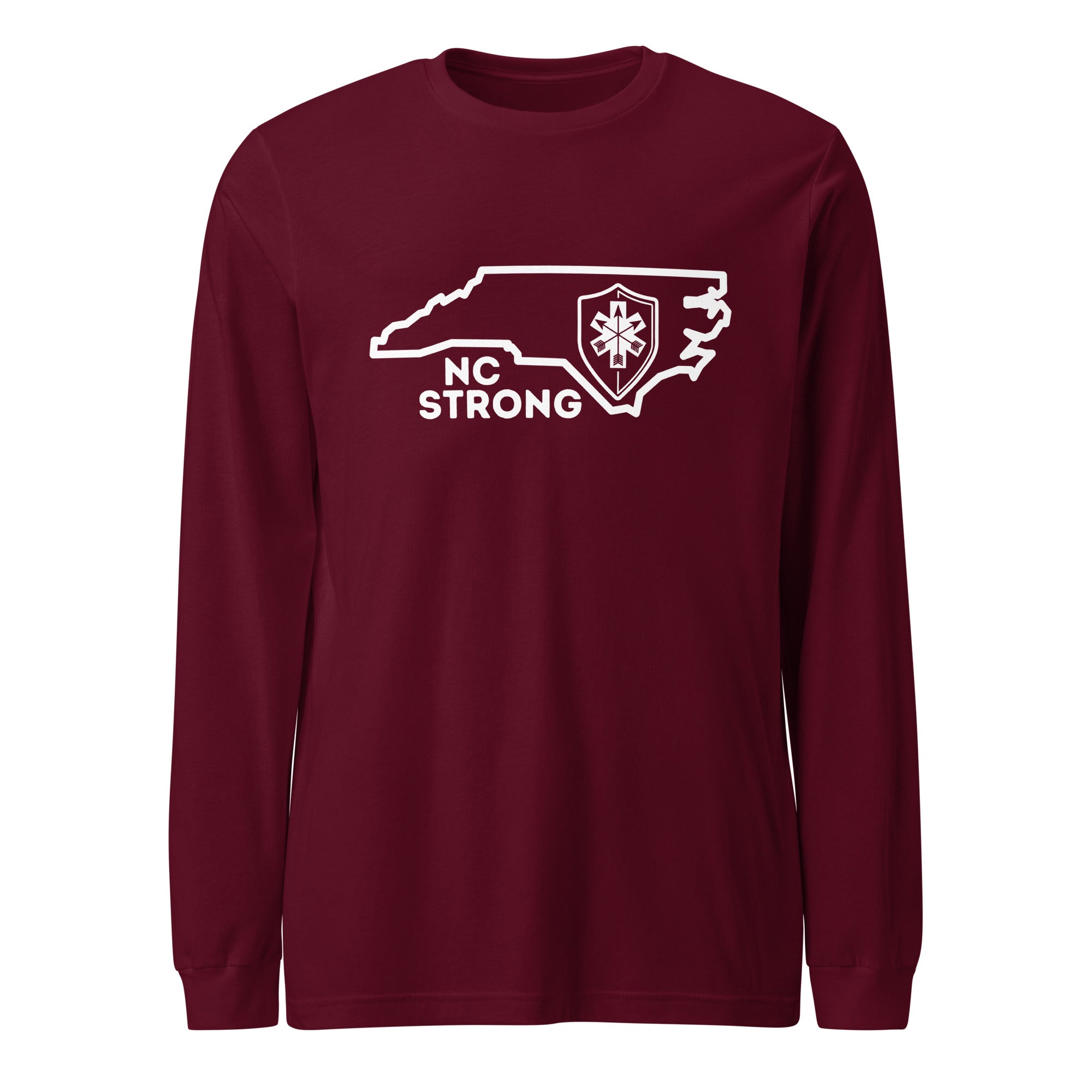 NC Strong Unisex Long Sleeve Tee - White Print - SOARescue