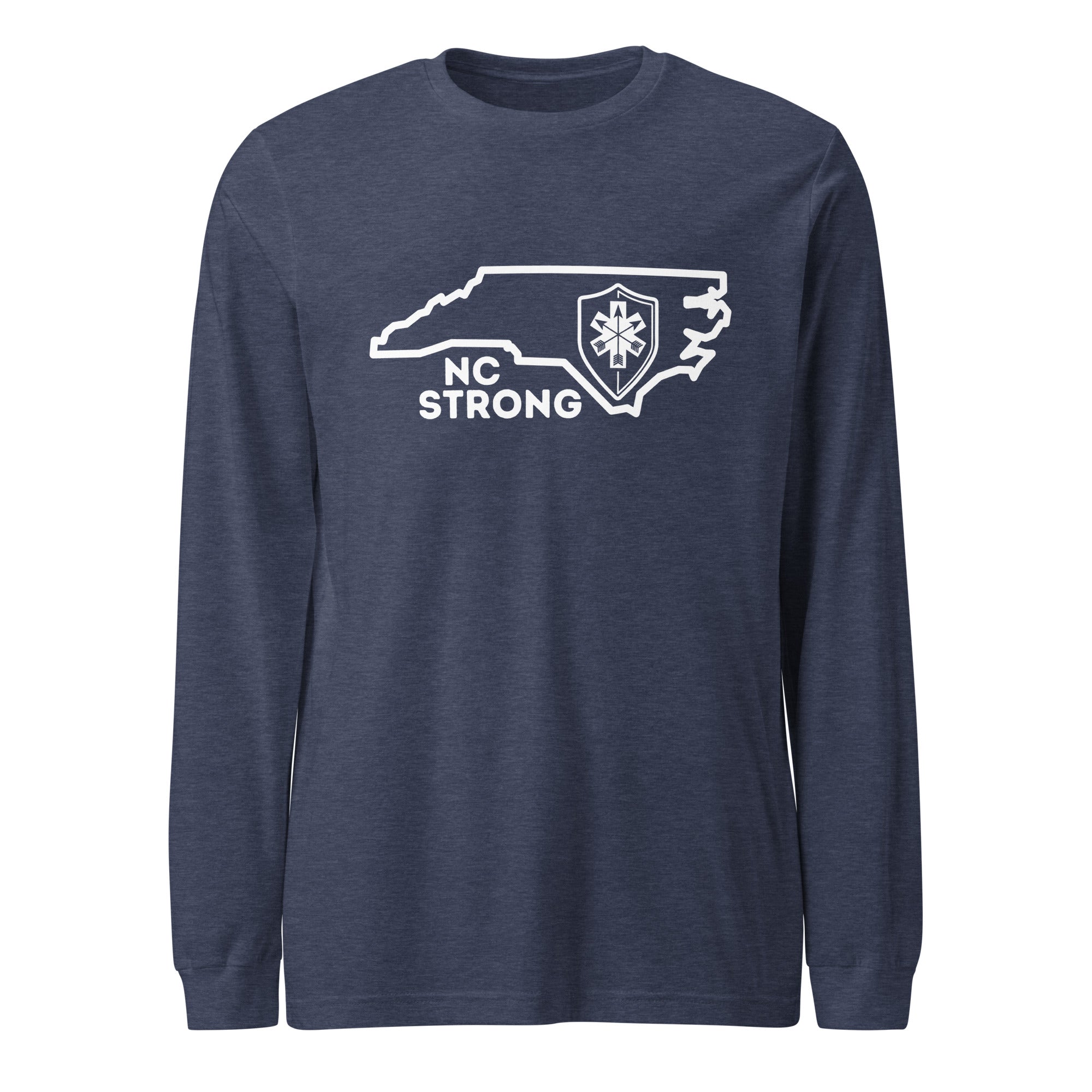 NC Strong Unisex Long Sleeve Tee - White Print - SOARescue