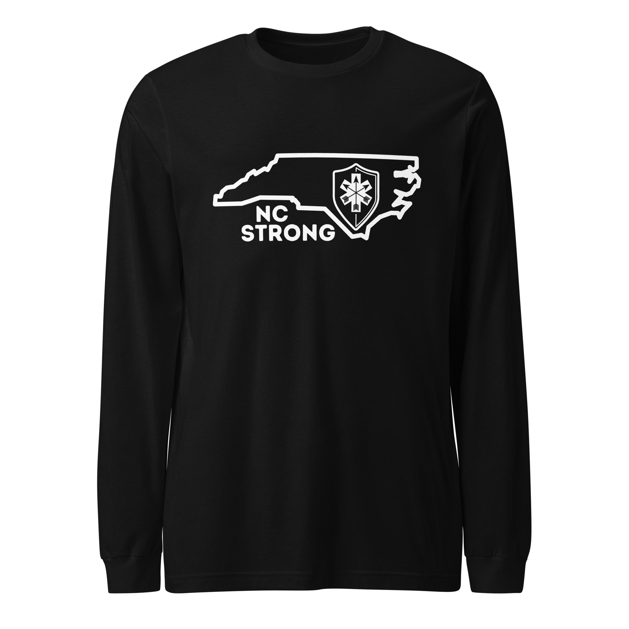 NC Strong Unisex Long Sleeve Tee - White Print - SOARescue