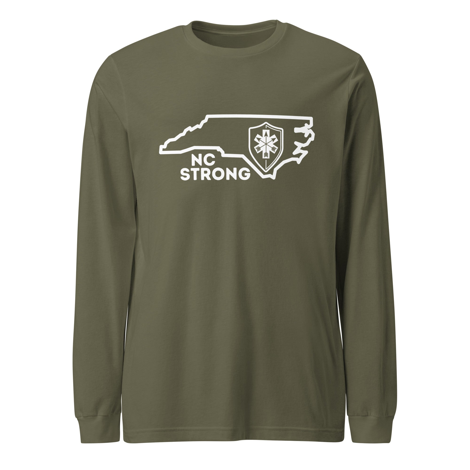 NC Strong Unisex Long Sleeve Tee - White Print - SOARescue