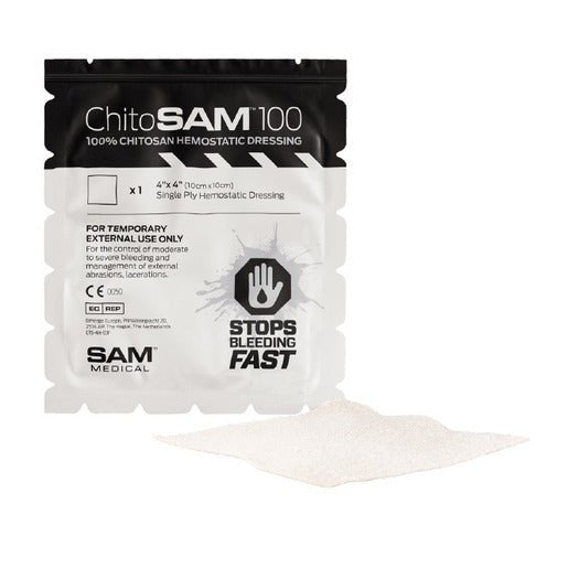 ChitoSAM™ 100% Chitosan Hemostatic Dressing, 4in x 4in - SOARescue